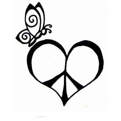 Butterfly Peace Design Water Transfer Temporary Tattoo(fake Tattoo) Stickers NO.11417